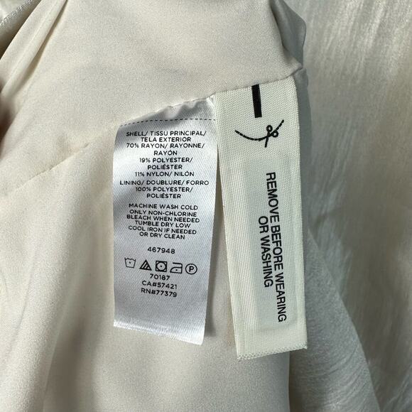 Ann Taylor Dress Shimmer Puff Sleeve Mini Sheath White Silver NEW NWT 2 T Tall - Picture 5 of 8